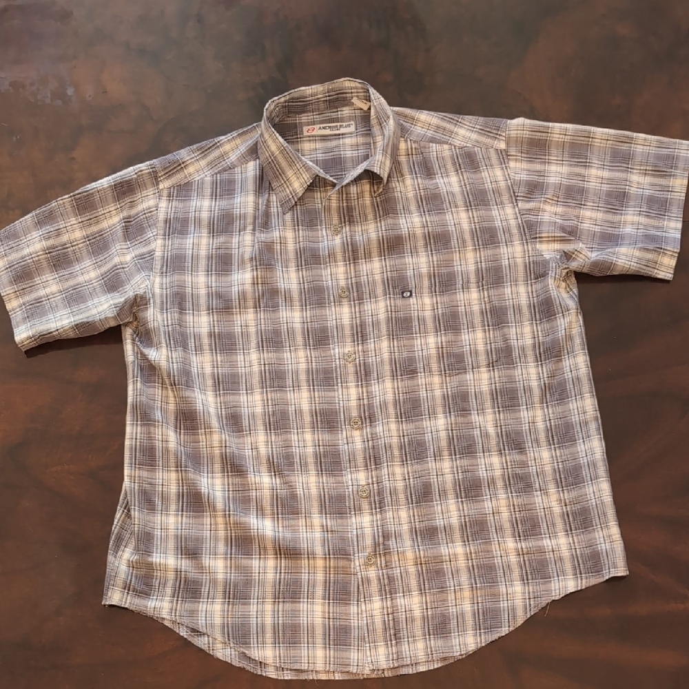 Anchor Blue Men's Brown Plaid Shirt M